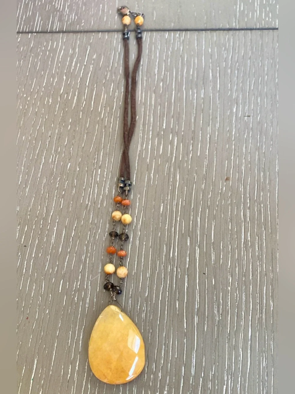 Genuine Yellow Baltic Amber Stone  With Suede Cord 925 Clasp And Amber Beads